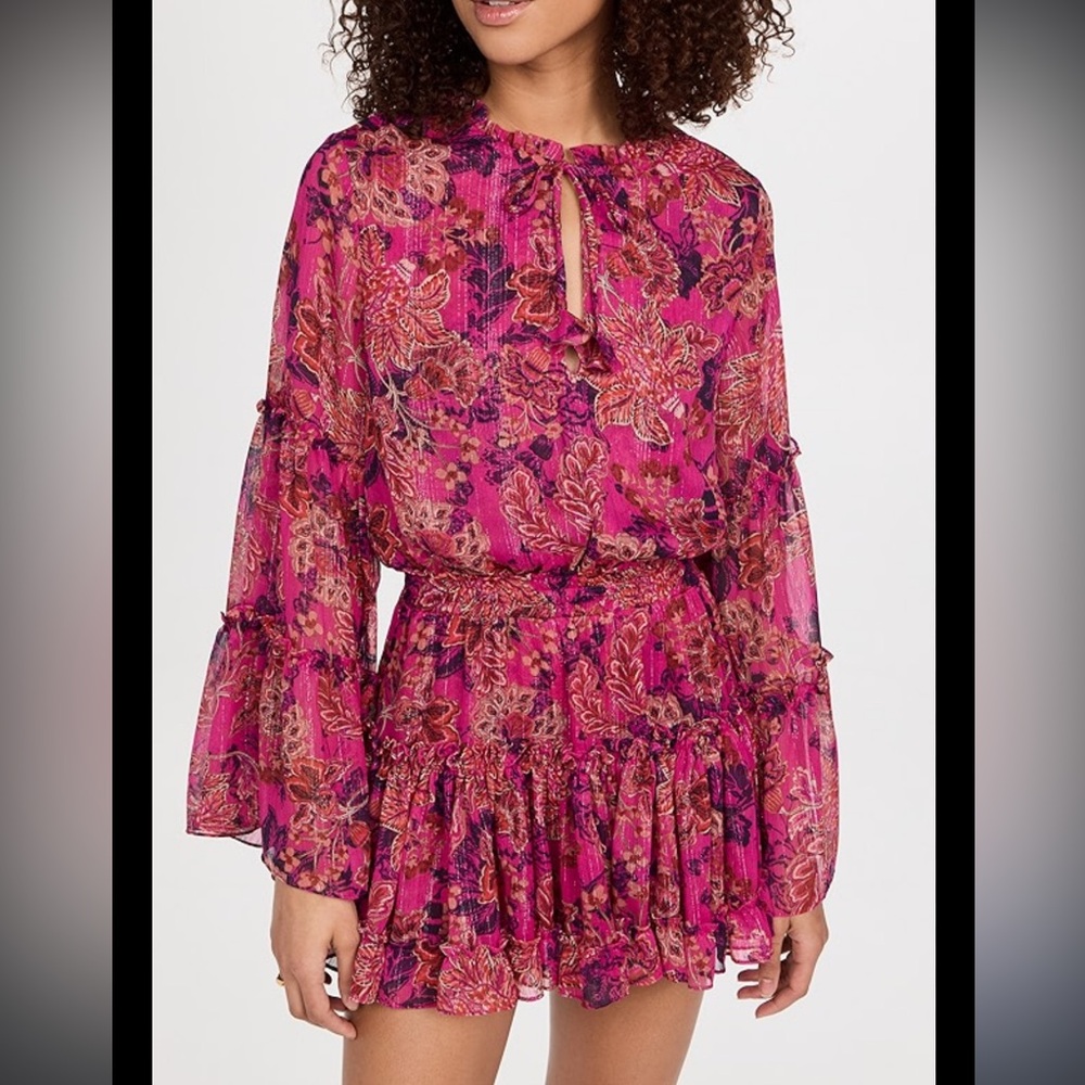 MISA Leeva Mini Dress in Fuchsia Batik New With Tags.